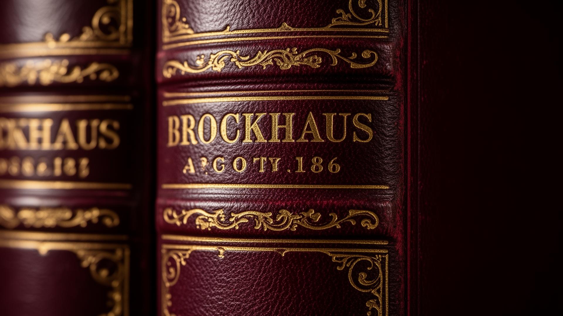 Antiker Brockhaus-Lederband mit Goldprägung